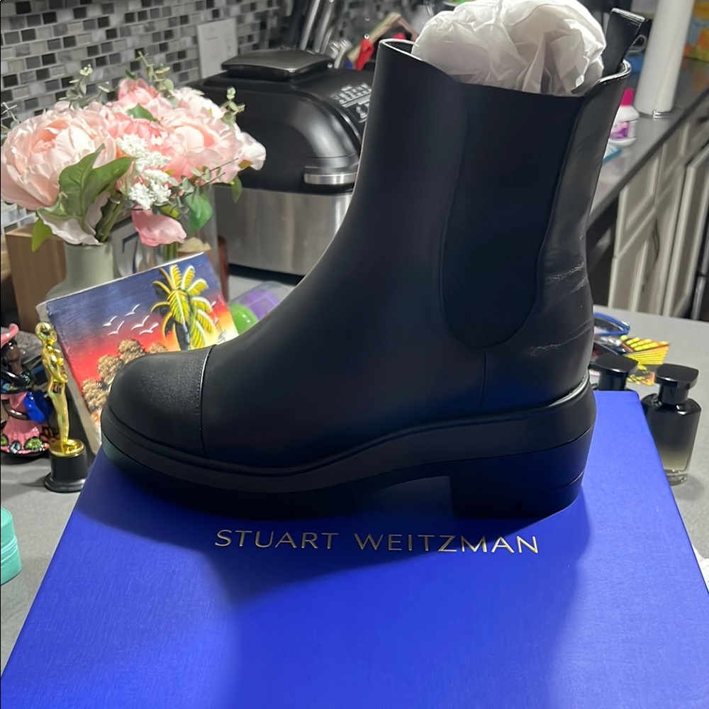 Stuart Weitzman Black Chelsea Ankle Boots -NORAH